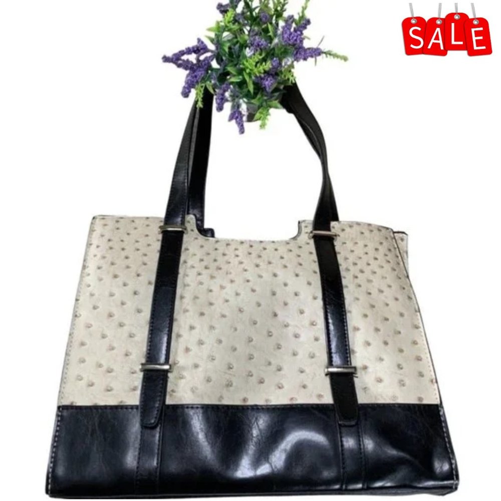 CLASSY Beige textured and Black Purse
